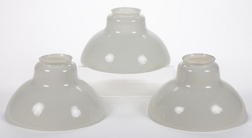 ALADDIN NO. 215 OPAQUE GLASS HANGING LAMP SHADES, LOT OF THREE