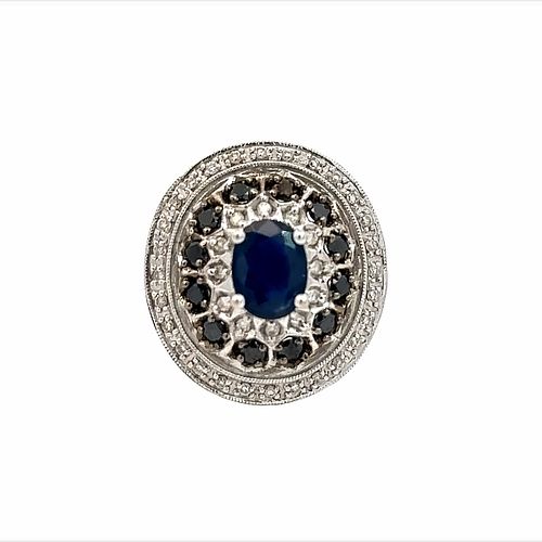 Sapphire & Diamonds 14k Gold Ring