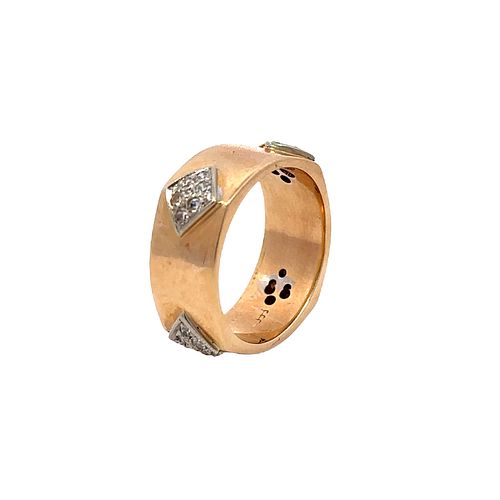Geometric 18k Gold Ring with Diamonds