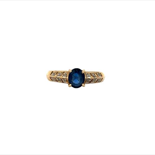 Diamonds & Sapphire 14k Gold Ring