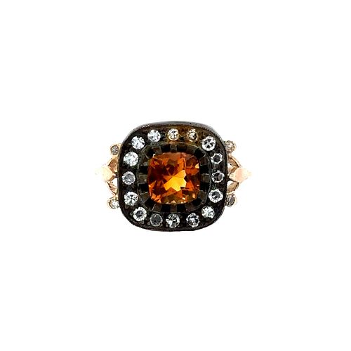 Topaz & Diamonds Cocktail Ring in 14k Gold and Silver