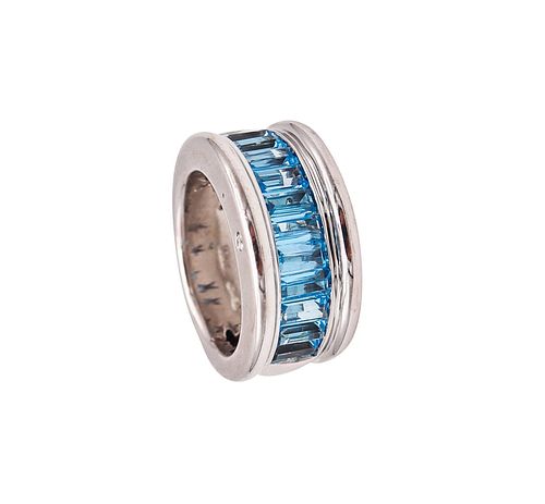 H. Stern Band Ring In 18Kt White Gold With 3.91 Ctw In Blue Topaz & Diamonds