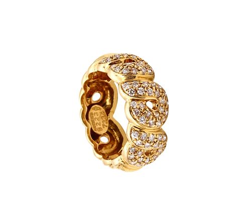 Boucheron Paris Vintage Band Ring In 18K Gold With Diamonds
