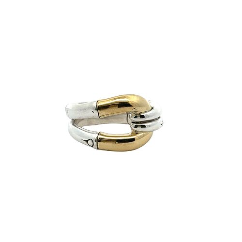 John Hardy Bamboo Ring in 18k Gold and Sterling silver