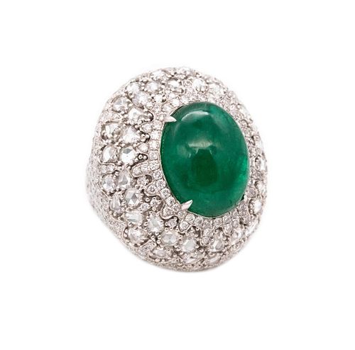 Mouawad Modern Cocktail Ring In 18Kt With 18.66 Ctw In Diamonds & Emerald