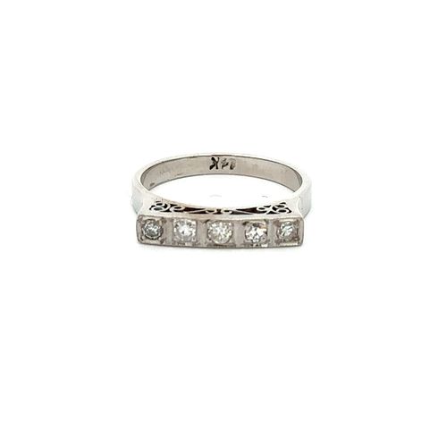 Art Deco 14k white Gold Ring with Diamonds