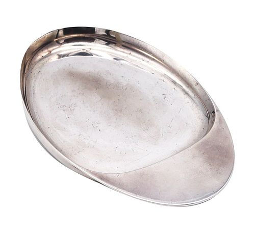 Bvlgari Roma Modernist Geometric Oval Tray In Solid .925 Sterling Silver