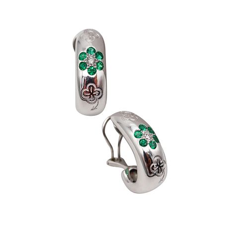 Van Cleefs & Arpels Paris Earrings in 18K Gold With Diamonds & Emeralds