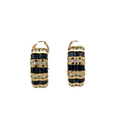 14k Gold Earrings with Sapphires and Diamonds