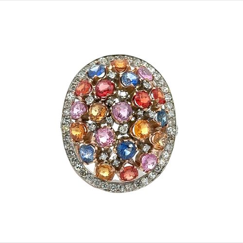 Multicolor stones Cocktail ring in 14k Gold with Diamonds