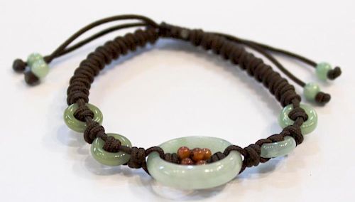 Chinese Bracelet of Carved Jade Rings