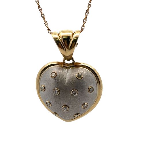 Heart Pendant Necklace in 18k Gold with Diamonds