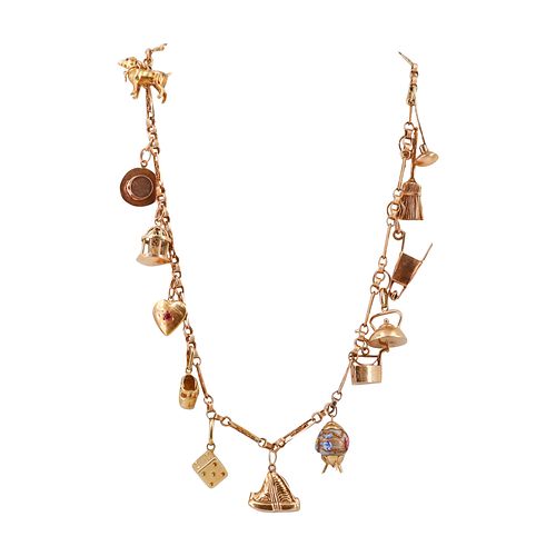 Antique 18k Gold Charm Necklace 