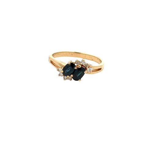 Sapphires and Diamonds 14k goold Cocktail Ring