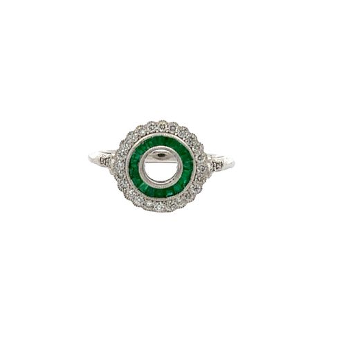 18k Gold Ring setting with Diamonds & Emeralds