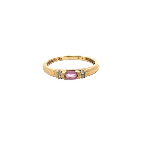 Pink Sapphire & Diamonds 14k Gold Ring