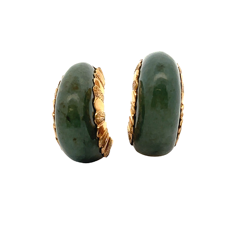 14k Gold Hoop Earrings with Jades
