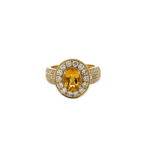 Citrine & Diamonds 14k Gold Ring