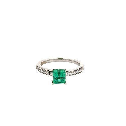 Emerald & Diamonds 14k Gold Engagement Ring