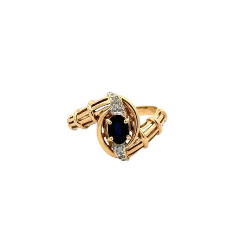 Sapphire & Diamonds 14k gold Ring