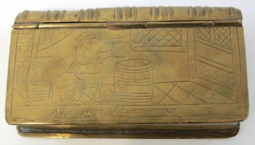 Antique Dutch Brass & Copper Book-Form Tobacco Box
