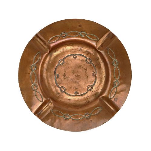 Awa Tsireh (1895-1955) - Garden of the Gods - San Ildefonso Copper Ashtray c. 1930s, 6.875" diameter (J13998-165)