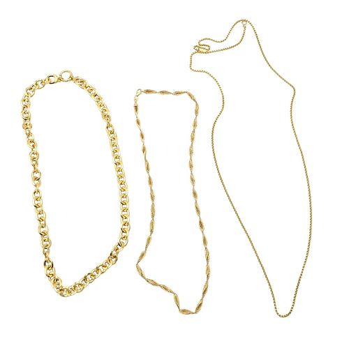 Three 14 Karat Yellow Gold Contemporary Necklaces