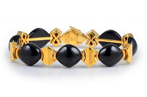 A Marina B Black Jade and Gold Ciao Bracelet