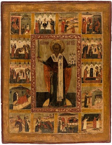 A LARGE RUSSIAN ICON OF NIKOLAI MOZHAISKY, NORTHERN SCHOOL, FIRST HALF OF THE 17TH CENTURY