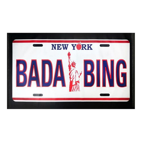 Steve Kaufman (1960-2010) "BADA BING" Hand Signed and Numbered Limited Edition Hand Pulled silkscreen mixed media on Canvas with LOA.