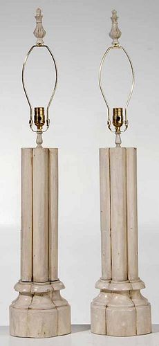 Pair of Painted Fluted Wooden Columns