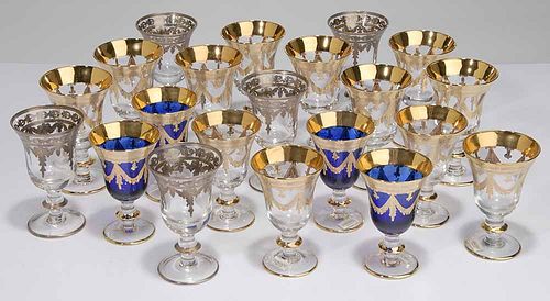 Twenty-One Gilt or Silvered Goblets