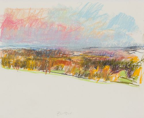 Eric Aho (Am. b. 1966), Autumn Field, Pastel on paper, framed under glass