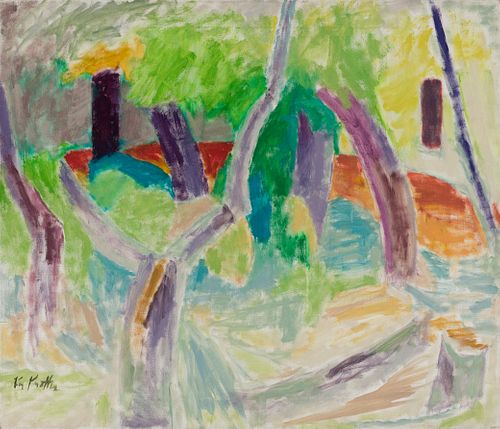 Karl Knaths (Am. 1891-1971), "Woodland" 1962, Oil on canvas, framed