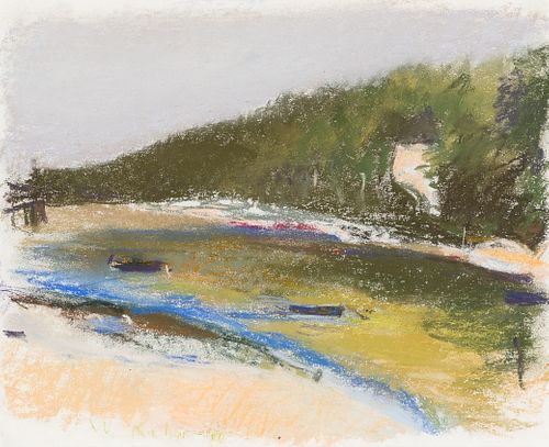 Wolf Kahn (Am. 1927-2020), Maine Seacoast (Cindy's Cove), 2000, Oil pastel on paper, framed under