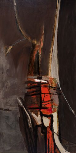 John Laurent (Am. 1921-2005), "First Tuna" 1957, Oil on masonite, framed