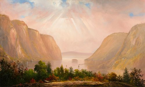 Norton Bush (Am. 1834-1894), Mountain Valley, 1880, Oil on canvas, framed