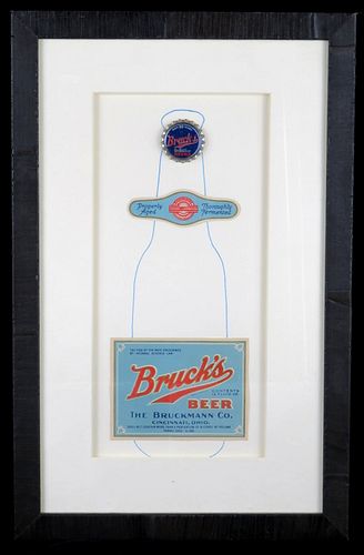 1930s Framed Bruck's Beer Collage Cincinnati Ohio