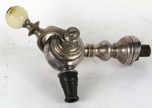 1910s Heavy Nickel Plated Through-Wall Beer Faucet
