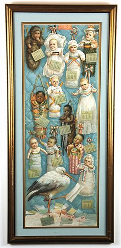 1908 Pabst Extract Hanging Babies Lithograph Milwaukee Wisconsin
