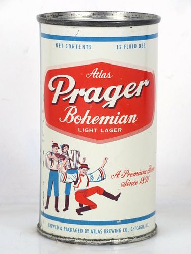 1958 Atlas Prager Beer 12oz 32-27.3a Flat Top Can Chicago Illinois