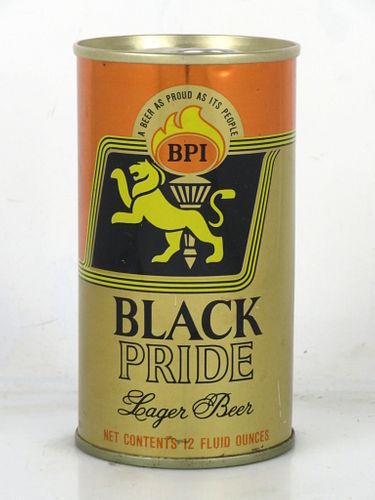 1969 Black Pride Lager Beer 12oz T43-02 Ring Top Can West Bend Wisconsin