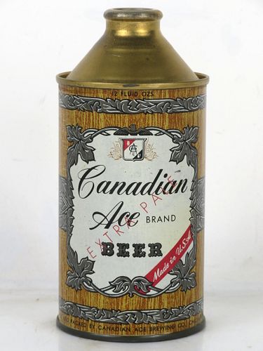 1952 Canadian Ace Beer "Peli-Can" 12oz 156-13 High Profile Cone Top Can Chicago Illinois