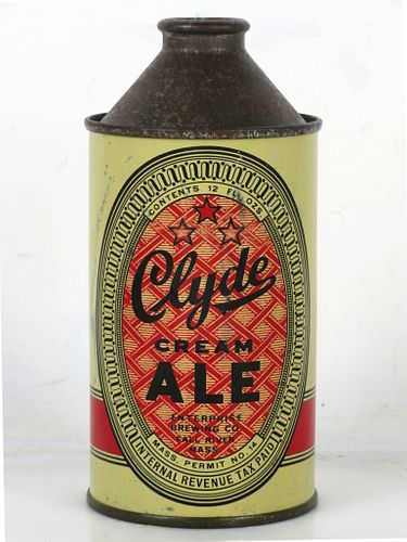 1946 Clyde Cream Ale 12oz 157-23 High Profile Cone Top Can Fall River Massachusetts mpm