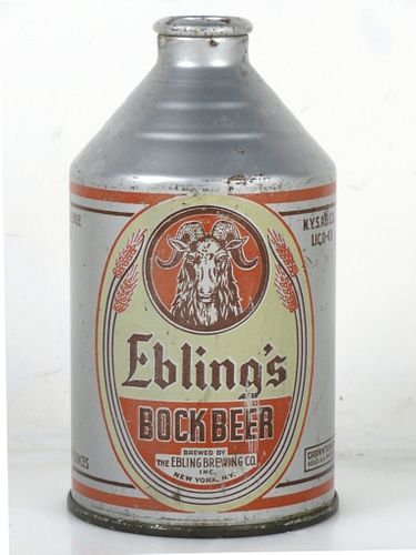 1940 Ebling's Bock Beer 12oz 193-17 Crowntainer Can New York New York mpm