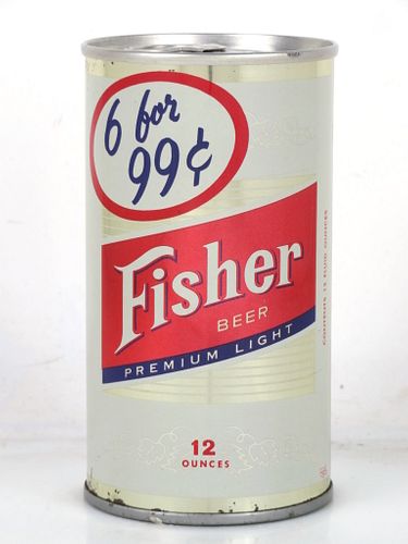 1968 Fisher Beer 12oz T65-06 "6 for 99¢" Ring Top Can San Francisco California mpm