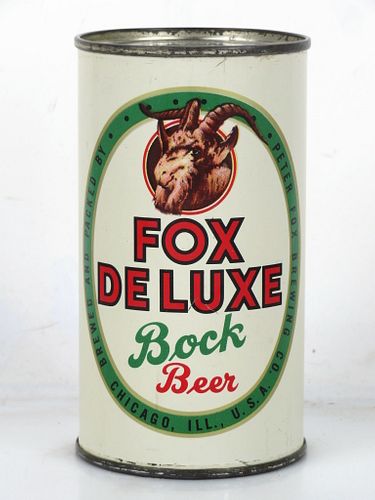 1950 Fox DeLuxe Bock Beer 12oz 65-09 Flat Top Can Chicago Illinois mpm