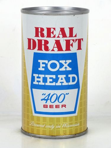 1965 Fox Head "400" Draft Beer 12oz 66-01.2 Flat Top Can Sheboygan Wisconsin