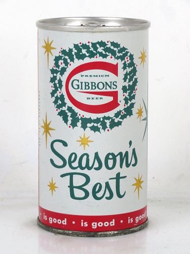 1964 Gibbon's Season's Best Beer 12oz T68-18z Zip Top Can Wilkes-Barre Pennsylvania