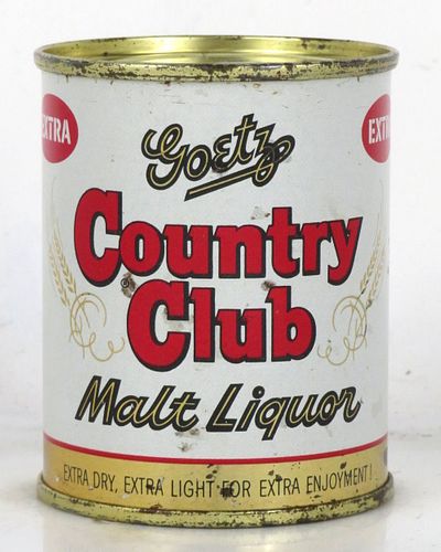 1955 Goetz Country Club Malt Liquor 12oz 240-19.1 Flat Top Can St. Joseph Missouri